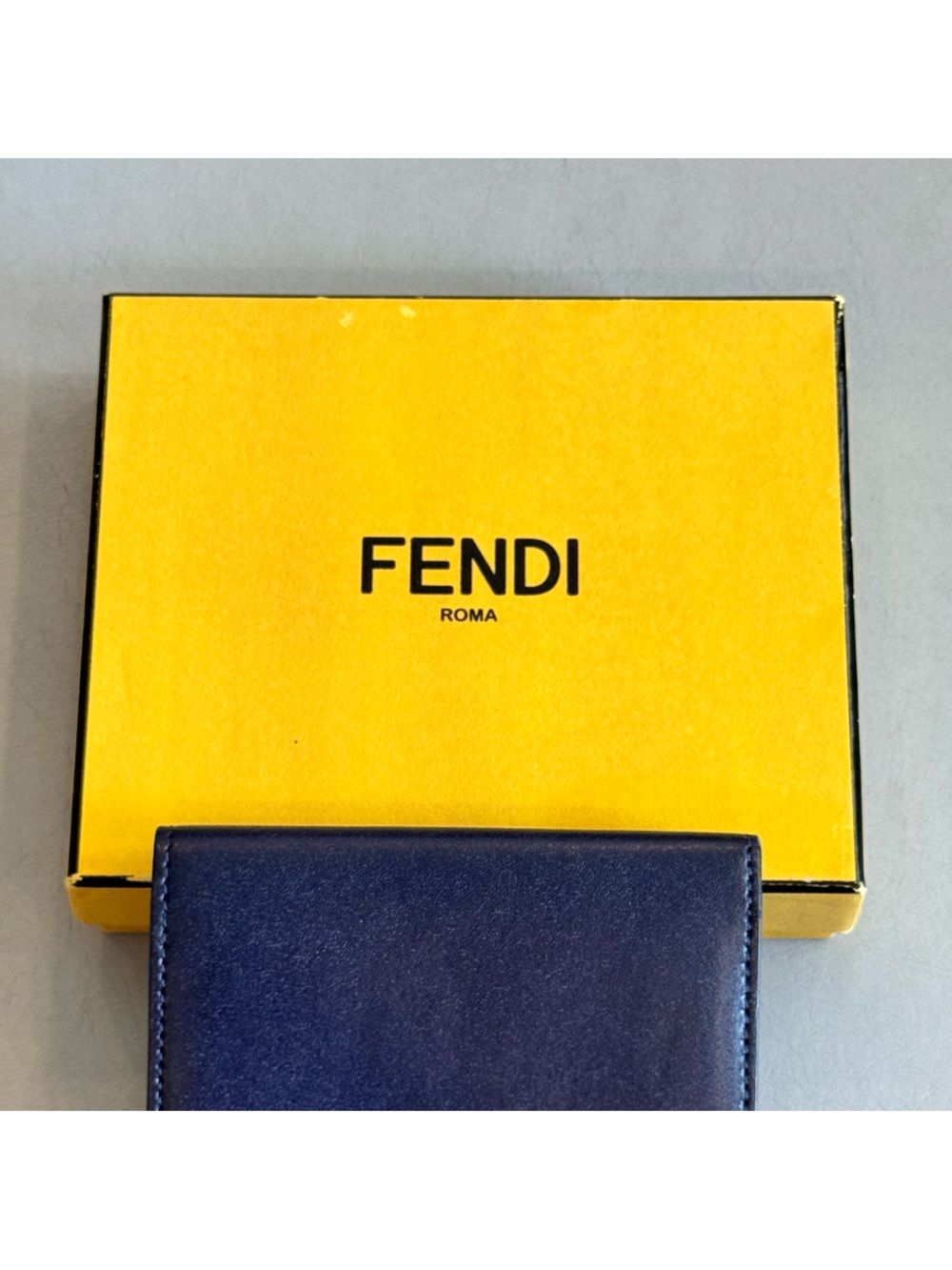 Fendi Vitello Liberty Studded Fold Over Cardholder in Navy - Picture 11 of 11
